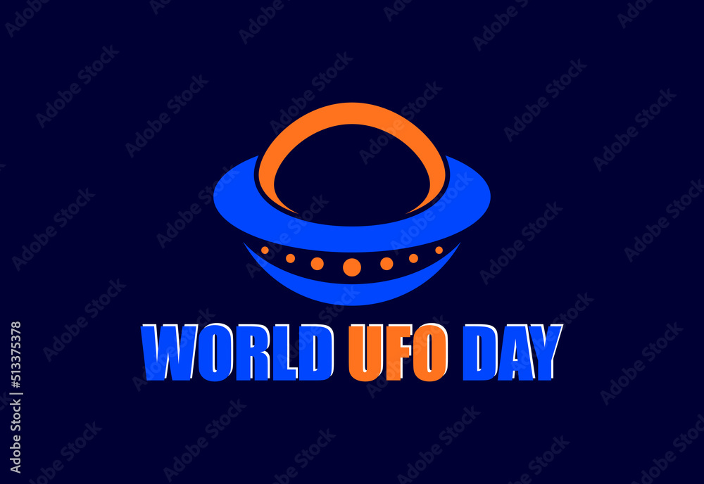 Happy World UFO day. UFO flying spaceship. Vector illustration. Stock