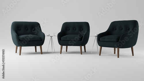 3D modeled Talkshow chairs / Webinar chairs. photo