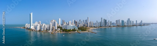 The modern skyscrapers in the Cartagena in Colombia aerial panorama view © ronedya