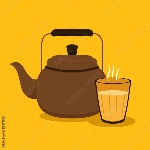 Indian hot drink vector. Indian chai icon. Chai is Indian drink. 