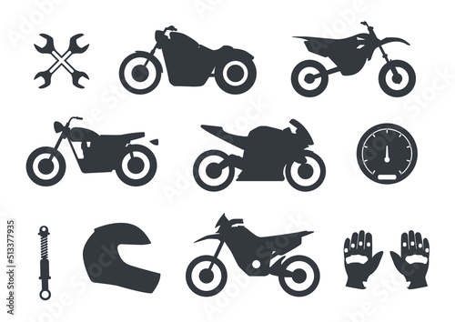  Flat Motorcycle Silhouettes Collection © Design Stock