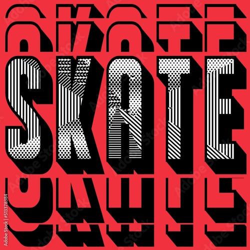 Illustration skate with geometric background urban design spring summer