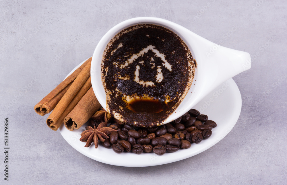 Fortune telling on coffee grounds. House symbol.