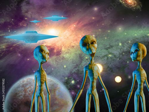 Fotografie Aliens and spacecrafts