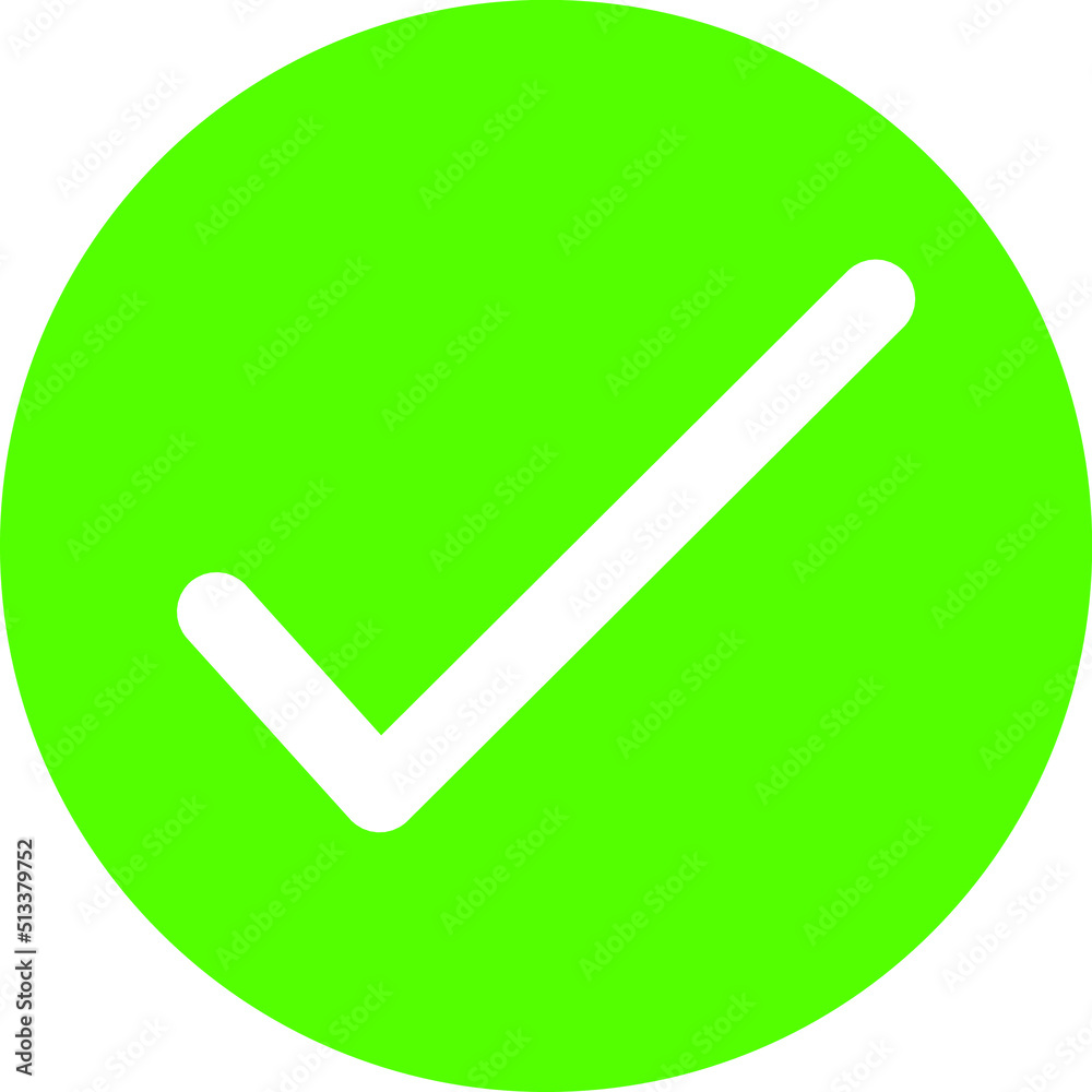 Check mark icon vector in a green circle isolated Check mark icon vector in a green circle isolated