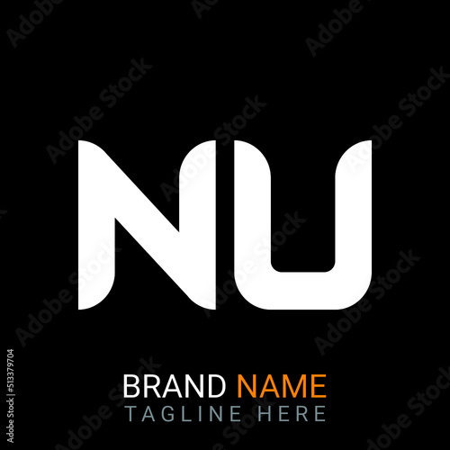 Nu Letter Logo design. black background.