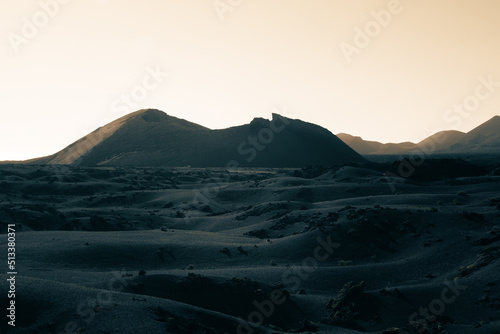 volcano mountain landscape in the morning on lanzarote
