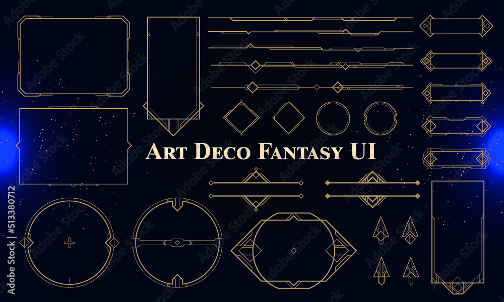 Obraz premium Set of Art Deco Modern User Interface Elements. Fantasy magic HUD. Good for game UI. Vector Illustration EPS10
