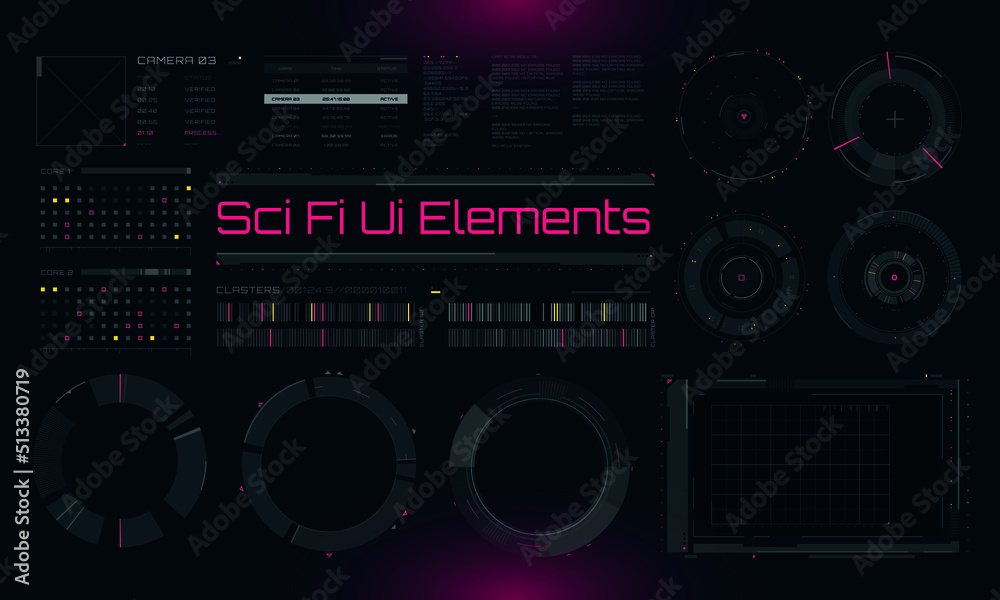 Fototapeta premium Set of Sci Fi Modern User Interface Elements. Futuristic Abstract HUD. Good for game UI. Vector Illustration EPS10