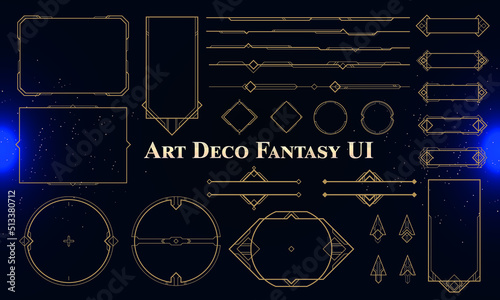 Set of Art Deco Modern User Interface Elements. Fantasy magic HUD. Good for game UI. Vector Illustration EPS10 photo
