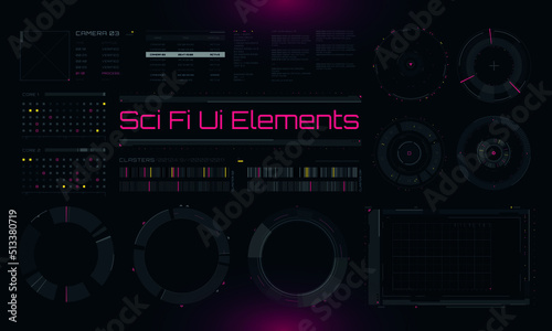 Set of Sci Fi Modern User Interface Elements. Futuristic Abstract HUD. Good for game UI. Vector Illustration EPS10