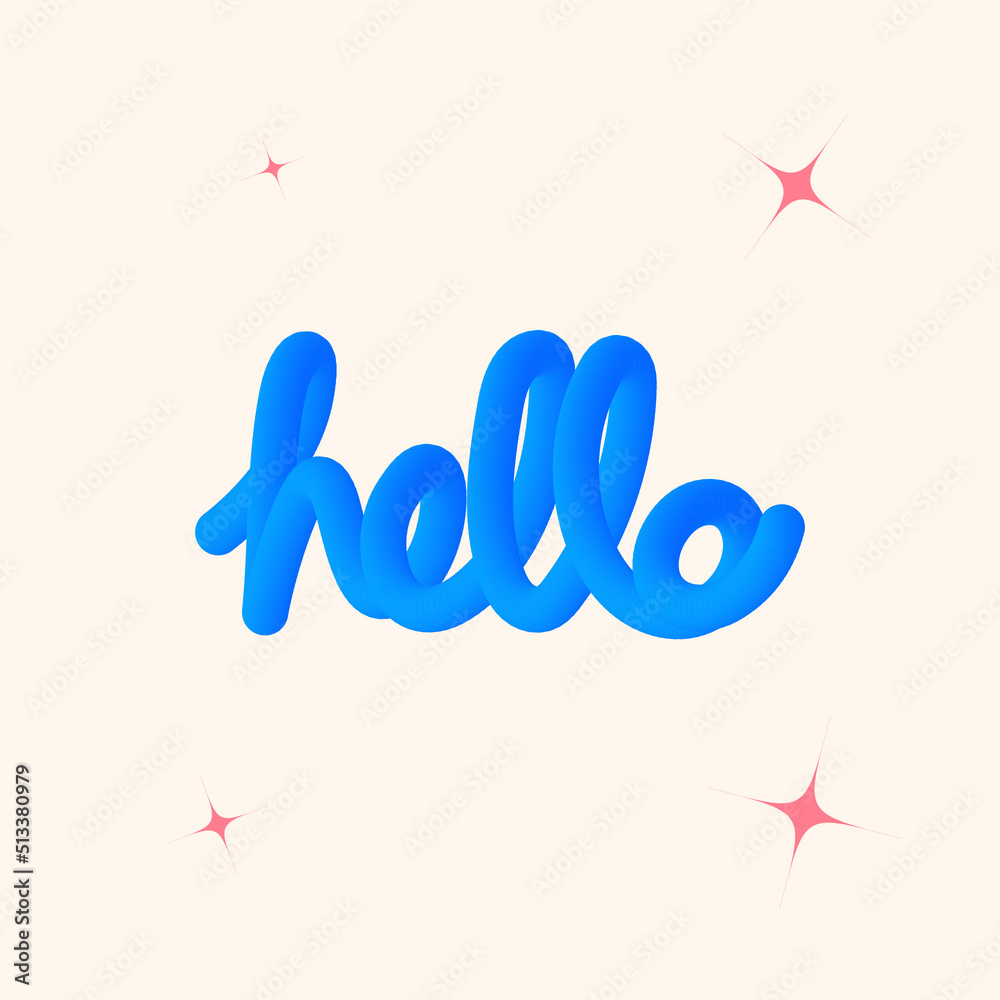 Blended hello icon with blue gradient.Hello symbol hand drawn 
