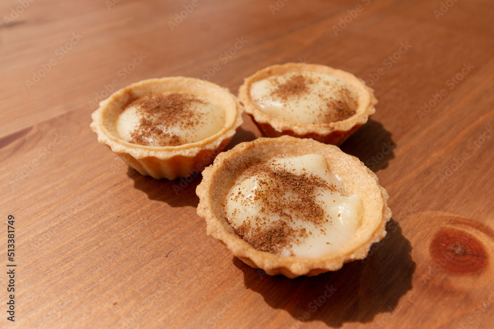 A close up view of a milk tart traditional south african desert A close up view of a milk tart traditional south african desert