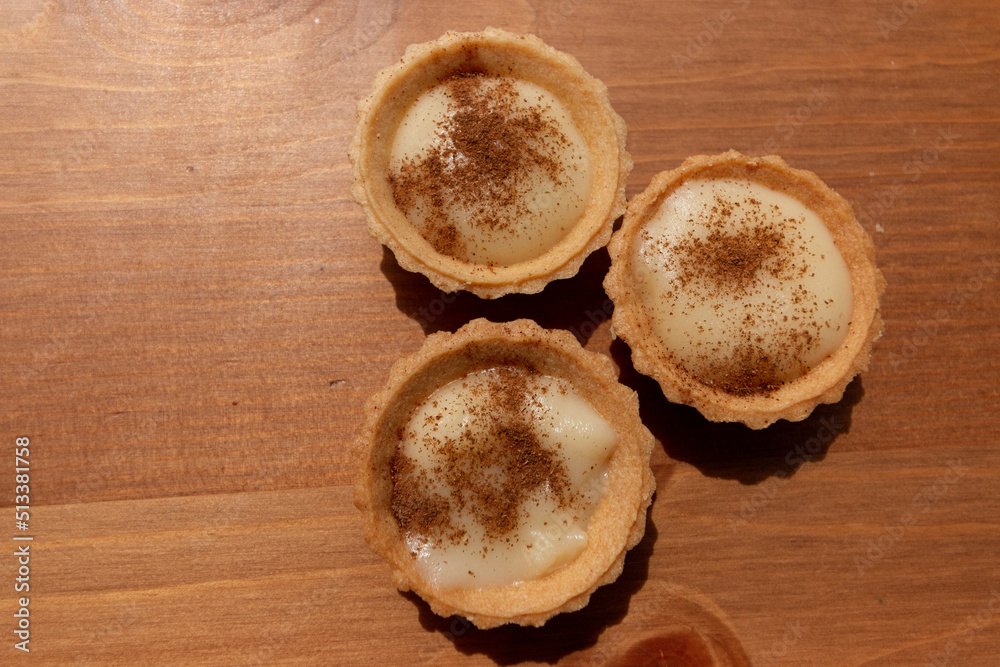 A close up view of a milk tart traditional south african desert A close up view of a milk tart traditional south african desert