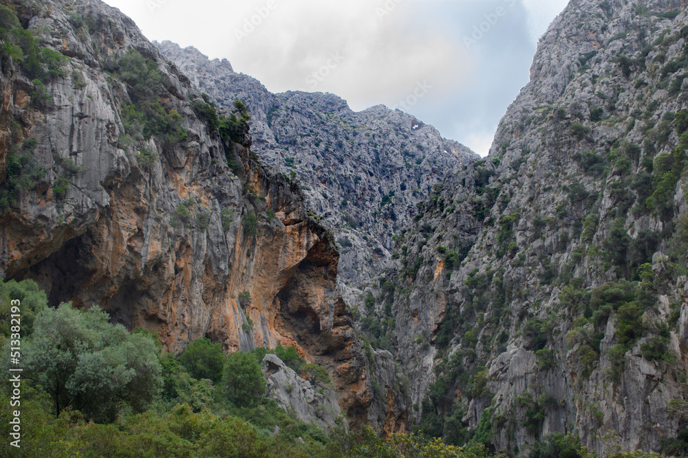 Cliffs of Torrent de Pareis in Sa Calobra Mallorca, Spain