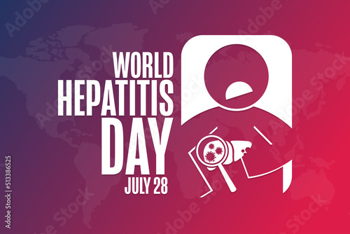 World Hepatitis Day. July 28. Holiday concept. Template for background, banner, card, poster with text inscription. Vector EPS10 illustration.