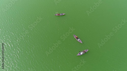 Kayaks in the al rafisah dam, 2022
Drone view from rafisah dam in United Arab Emirates, 2022 
 photo