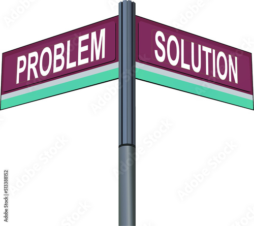 A metaphorical signpost at a critical junction, illustrating the fundamental choice between dwelling on a "Problem" or actively seeking a "Solution," guiding the way to progress.