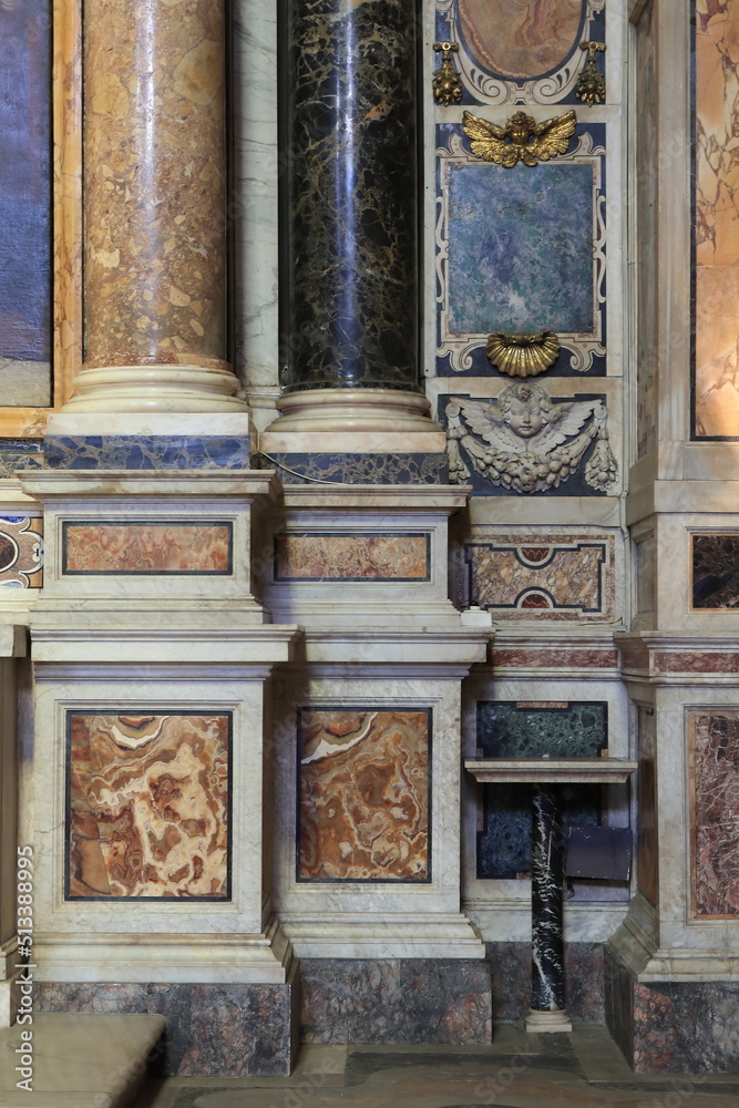 Rome Sant'Andrea della Valle Basilica Ornate Marble Wall Decoration, Italy