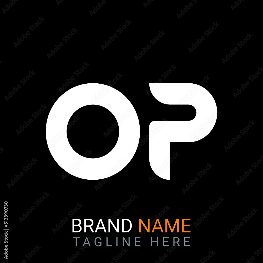 Op Letter Logo design. black background. Op Letter Logo design. black background.