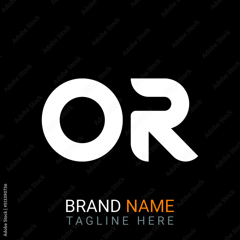 Or Letter Logo design. black background. Or Letter Logo design. black background.