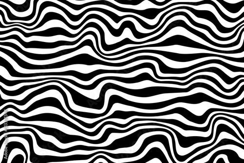 Simple wavy abstract background. Vector illustration of stripes with optical illusion, op art.