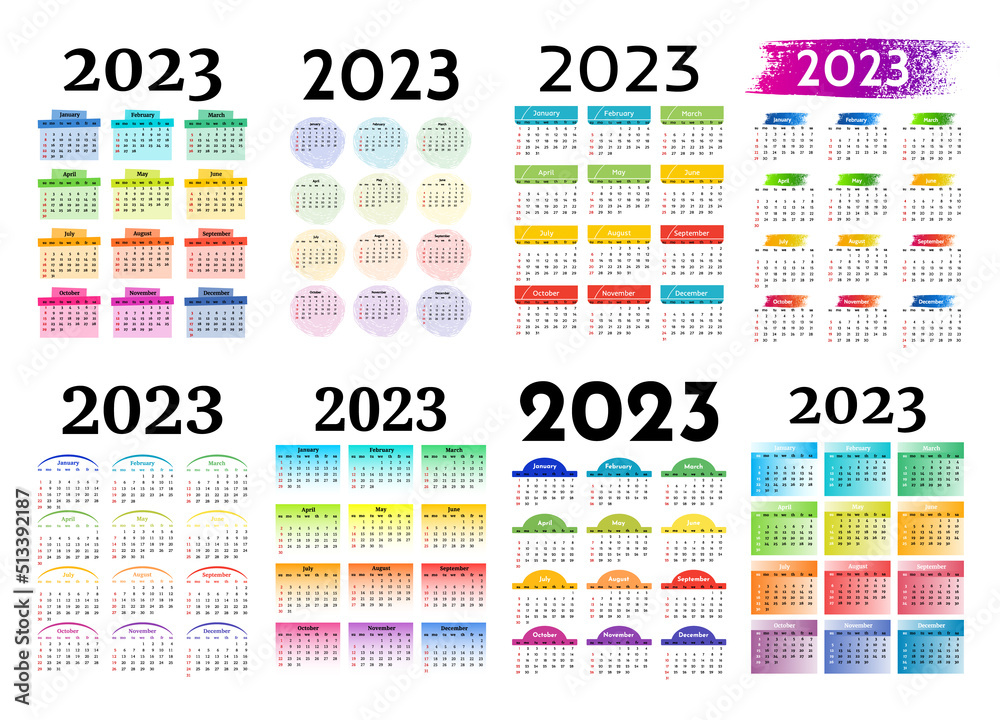 Calendar for 2023 isolated on a white background Calendar for 2023 isolated on a white background