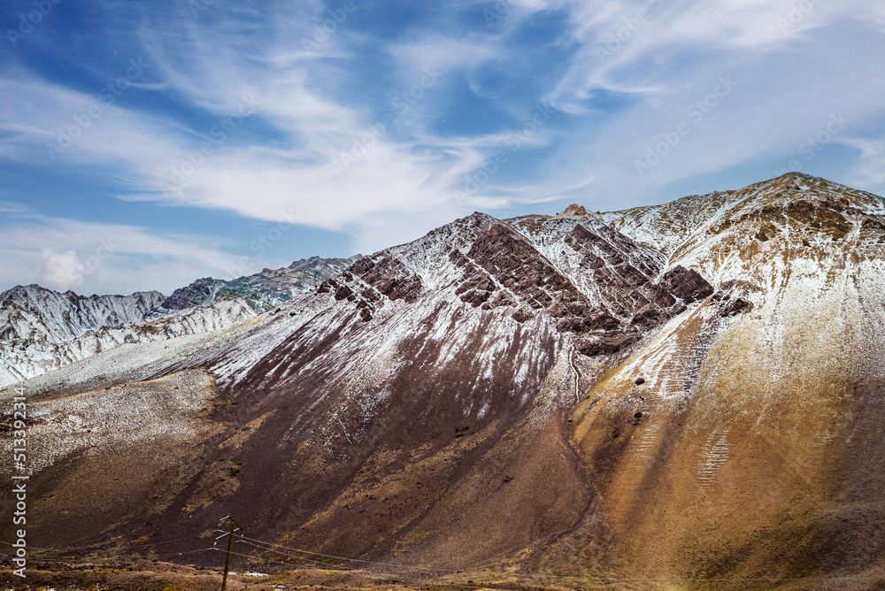 Andes mountain landscape on the way to Chile