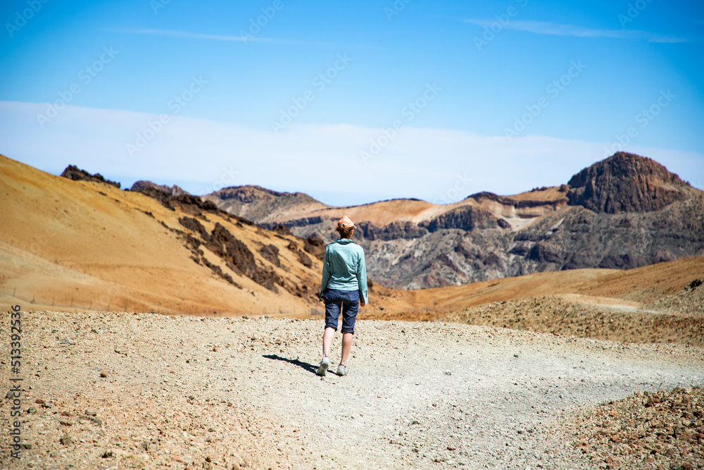 woman hiking in El Teide national park  Tenerife