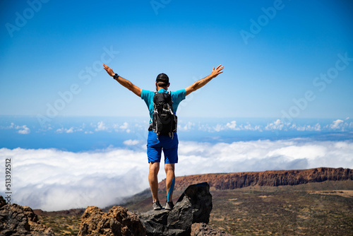 man hiking in El Teide national park Tenerife