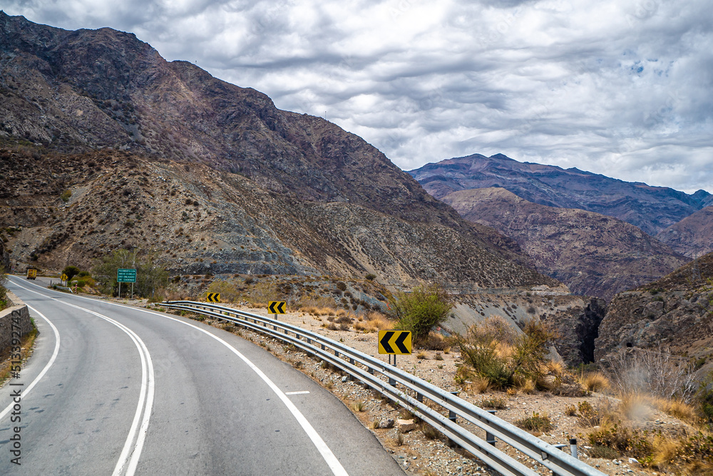Fototapeta premium Andes mountain landscape on the way to Chile