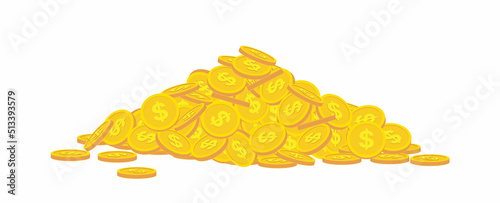 Pile of Gold Coins. Coin. Dollar. Flat, isolated, vector