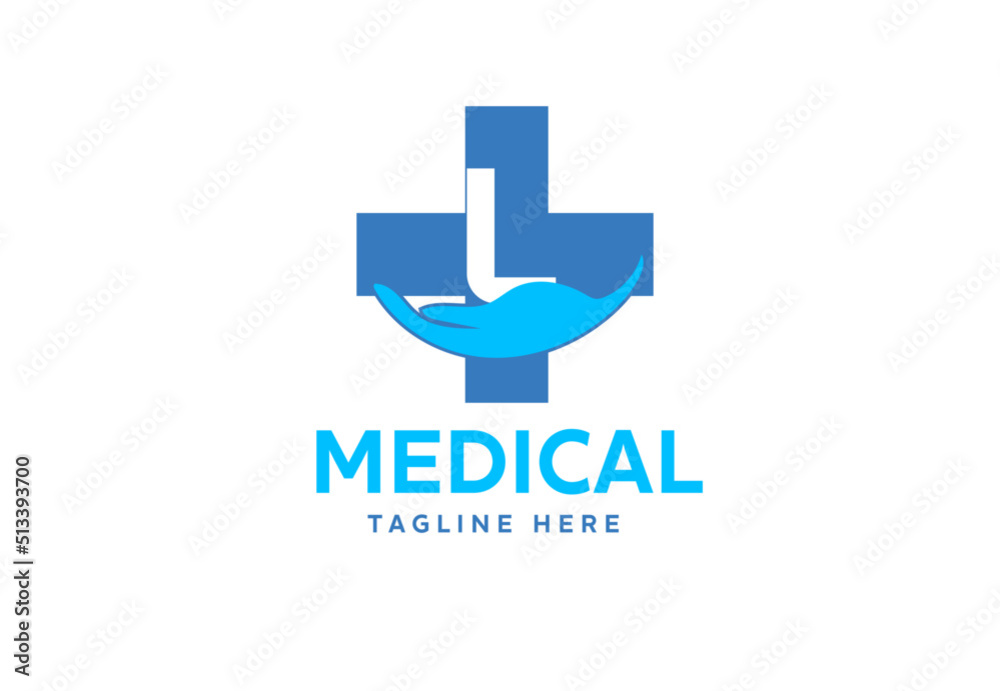 Medical cross symbol with L