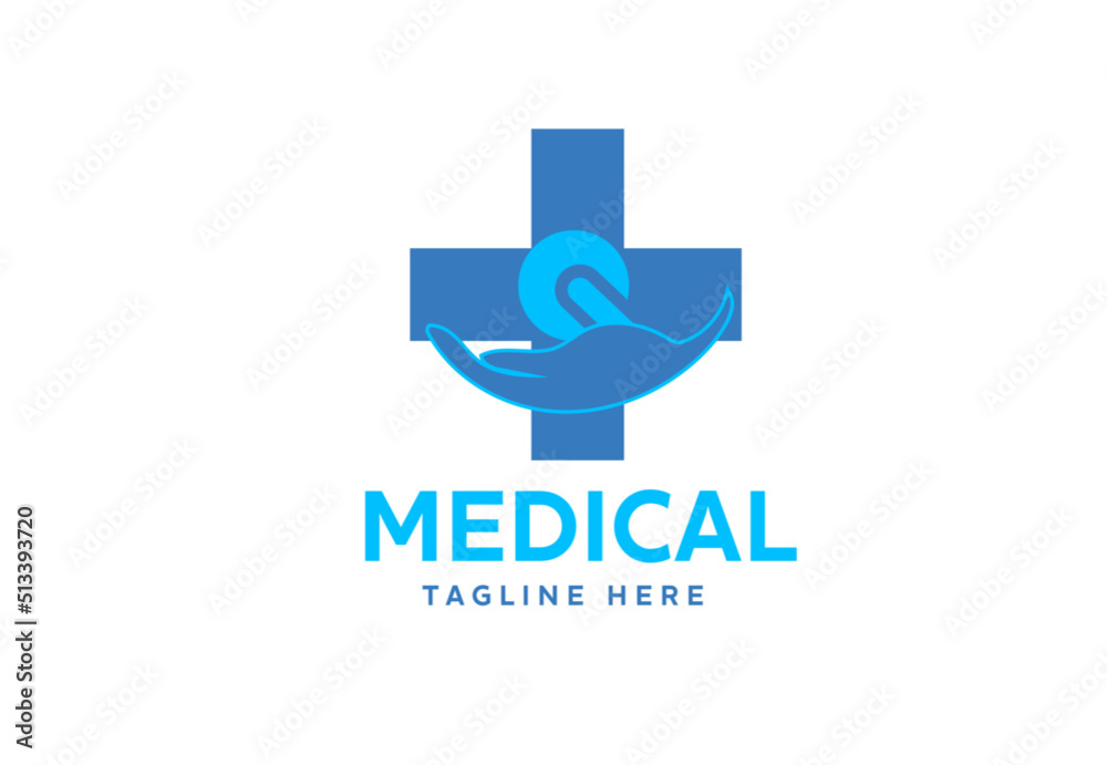 Medical cross symbol with Q