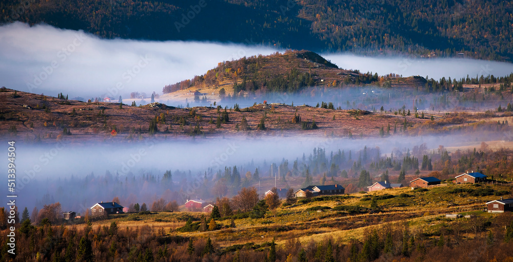 Morning Mist at Lykkja, Hemsedal, Norway