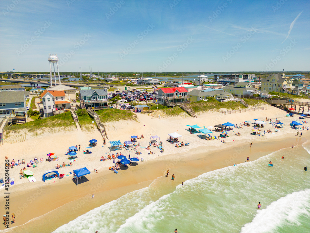 Aerial photo of Surf City North Carolina USA summer vacation homes