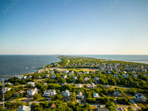 Canvas Print Aerial drone photo of Duck North Carolina a coastal beach town