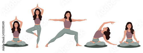 Yoga Classes, Meditate home. Vector.	
