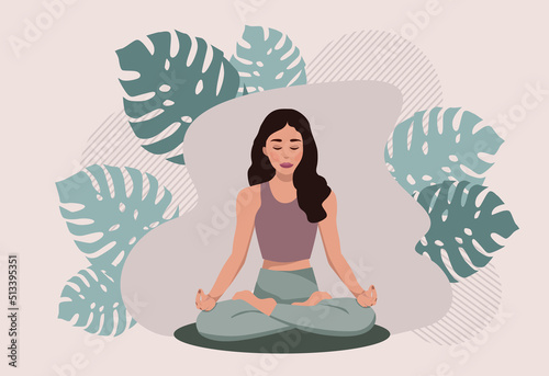 Yoga Classes, Meditate home. Vector.	
