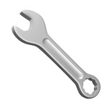 Wrench 3d icon. for nuts and for sprocket. Isolated object on a transparent background