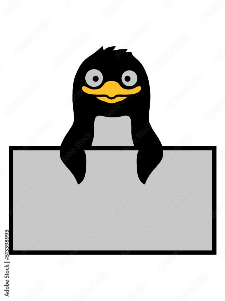 Naklejka premium Alberner Pinguin hinter Schild