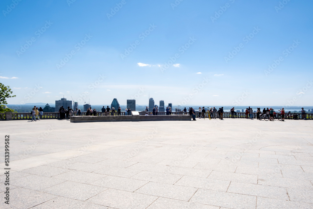 People Viewing Downtown Montreal from Mount Royal Terrace 