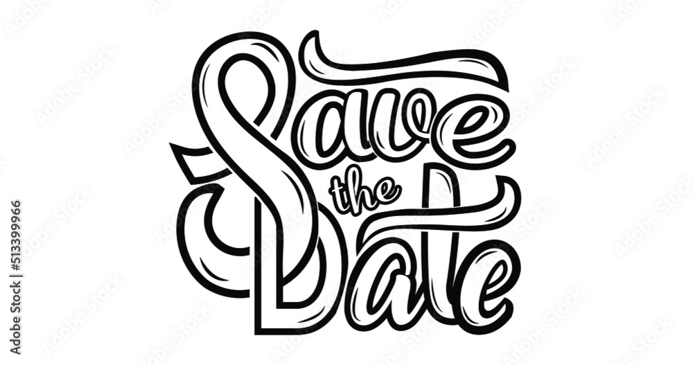 Save the date hand-drawn in modern calligraphy style. Text lettering for wedding cards. One color phrase brush calligraphy. Vector isolated on white background Save the date hand-drawn in modern calligraphy style. Text lettering for wedding cards. One color phrase brush calligraphy. Vector isolated on white background