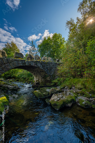 Historical Stone Bridge the first road between Hjelmeland and Ardal, Hauske roadside picnic area, Norway