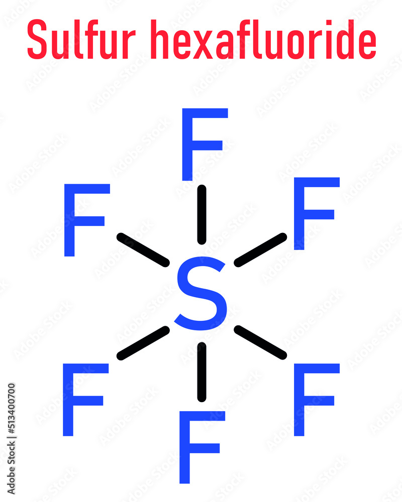 Skeletal formula of sulfur hexafluoride gas insulator molecule. Microbubbles are used as contrast agent for ultrasound imaging. Potent greenhouse gas. Skeletal formula of sulfur hexafluoride gas insulator molecule. Microbubbles are used as contrast agent for ultrasound imaging. Potent greenhouse gas.