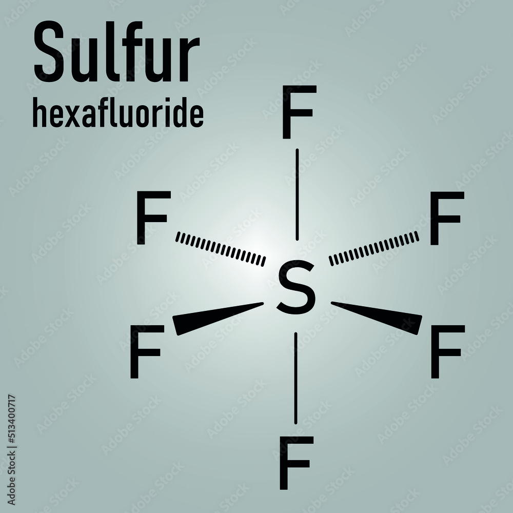 Skeletal formula of sulfur hexafluoride gas insulator molecule