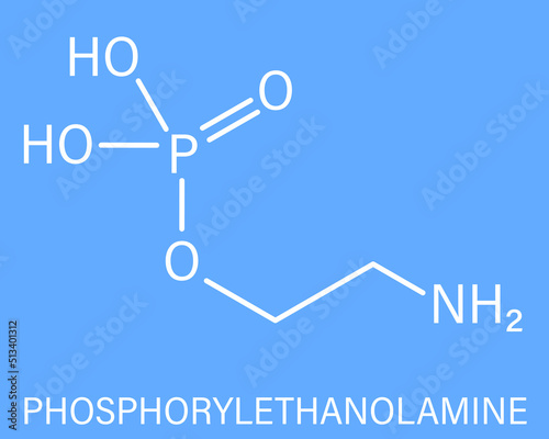 Phosphorylethanolamine or phosphoethanolamine investigational cancer drug molecule. Skeletal formula. photo