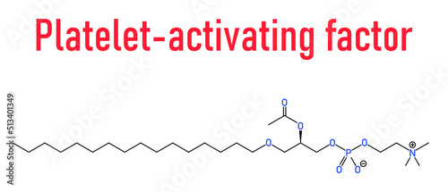 Platelet Activating Factor or PAF signaling molecule. Skeletal formula.