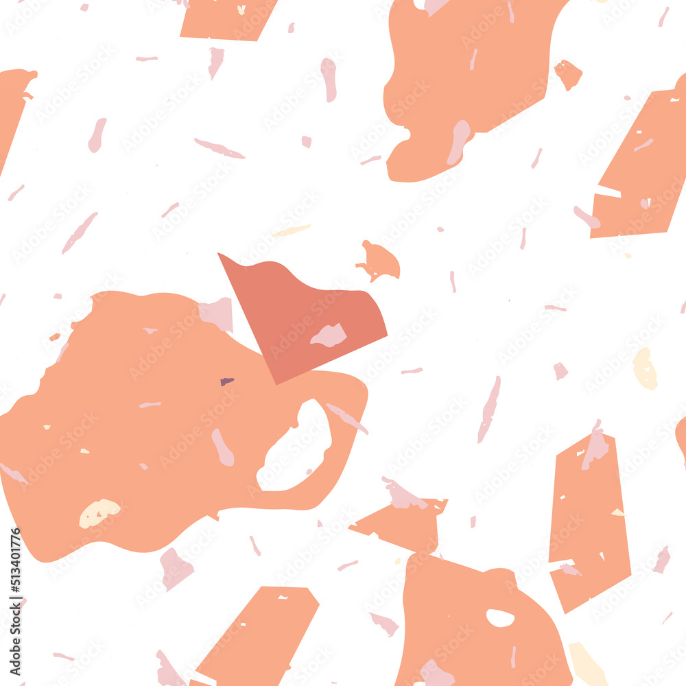 Terrazzo seamless pattern. Orange realistic Terrazzo seamless pattern. Orange realistic