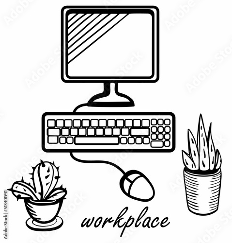 graphic elements computer and cacti
